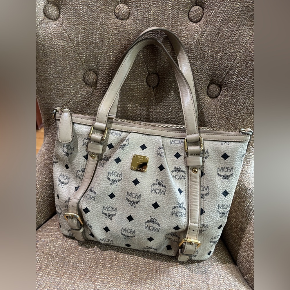 MCM Beige and Gold Tote Bag